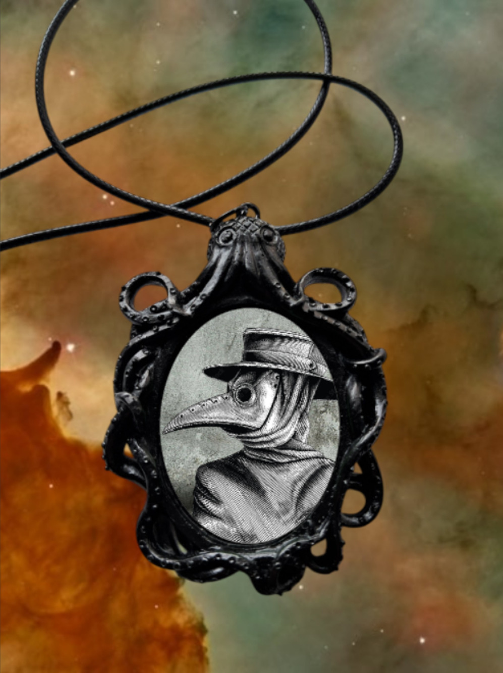 Plague Doctor Necklace - Apocalypse Doom Darkness Pendant Black Jewelry